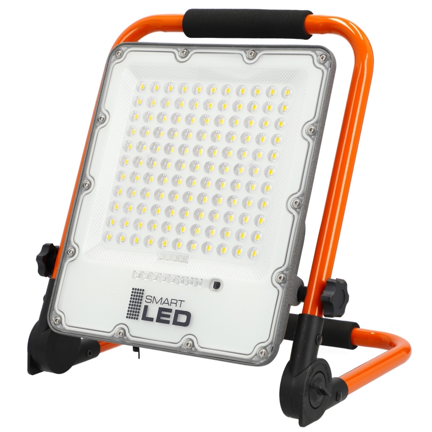 Proiector LED reîncărcabil cu stativ LED/100W/3,2V 5000K 5000 mAh IP65 portocaliu