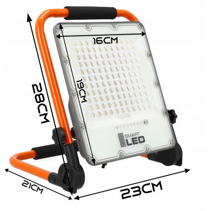 Proiector LED reîncărcabil cu stativ LED/30W/3,2V 4500K 5000 mAh IP65 portocaliu