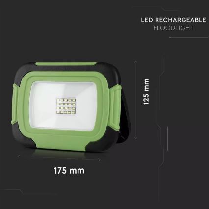 Proiector LED reîncărcabil SAMSUNG CHIP + funcție SOS LED/20W/3,7V/USB IP44 4000K verde