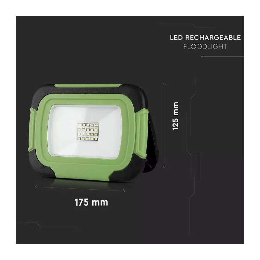 Proiector LED reîncărcabil SAMSUNG CHIP + funcție SOS LED/20W/3,7V/USB IP44 4000K verde