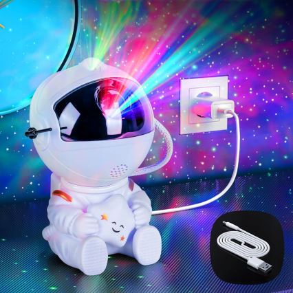 Proiector LED RGB LED/5W/5V astronaut + telecomandă