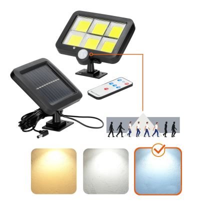 Proiector LED solar cu senzor LED/1,5W/3,7V 6000K IP44 1200 mAh