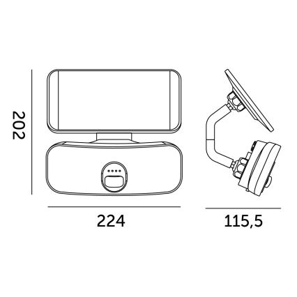 Proiector LED solar cu senzor LED/13W/3,7V IP65 4000K 4000 mAh
