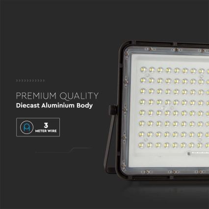 Proiector LED solar de exterior LED/20W/3,2V 4000K negru IP65 + telecomandă