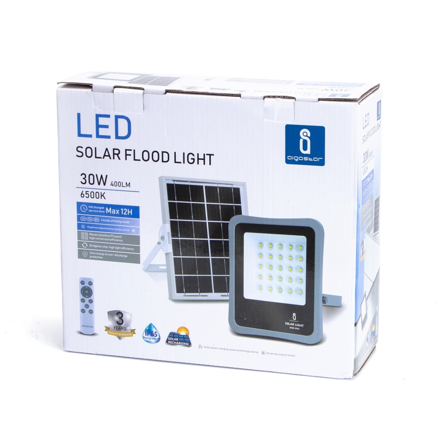 Proiector LED solar dimabil Aigostar LED/30W/3,2V 20000 mAh IP67 + telecomandă