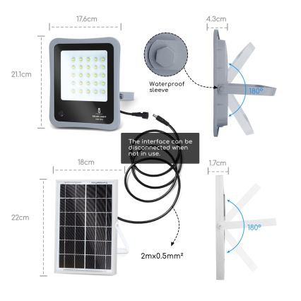 Proiector LED solar dimabil Aigostar LED/30W/3,2V 20000 mAh IP67 + telecomandă
