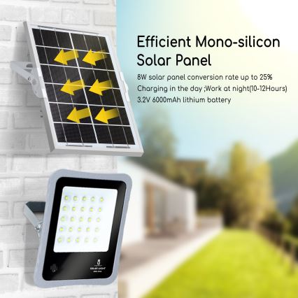 Proiector LED solar dimabil Aigostar LED/50W/3,2V IP65 6000 mAh + telecomandă