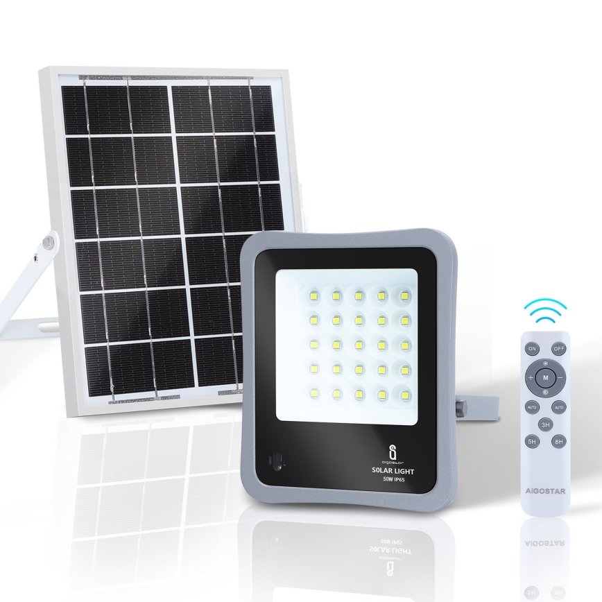 Proiector LED solar dimabil Aigostar LED/50W/3,2V IP65 6000 mAh + telecomandă
