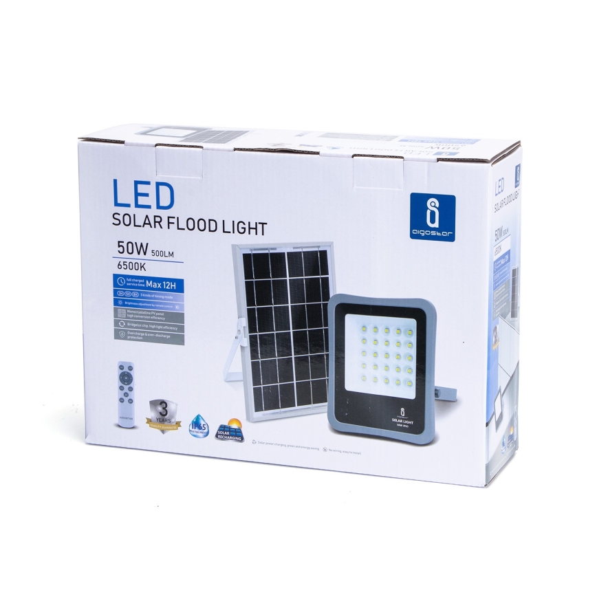 Proiector LED solar dimabil Aigostar LED/50W/3,2V IP65 6000 mAh + telecomandă