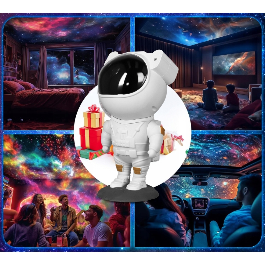Proiector RGB LED în formă de astronaut, 5W/5V, cu telecomandă