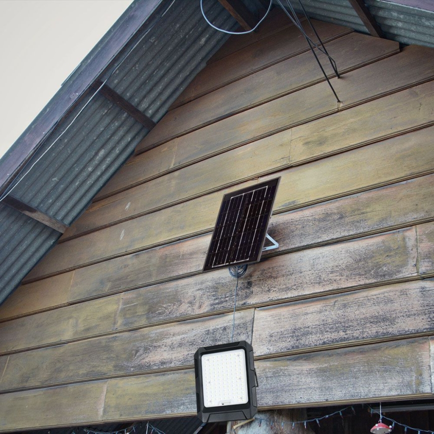 Proiector solar LED 10W, 3,7V, IP65, 4000K, 8000 mAh, negru + telecomandă