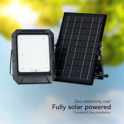 Proiector solar LED 10W, 3,7V, IP65, 4000K, 8000 mAh, negru + telecomandă