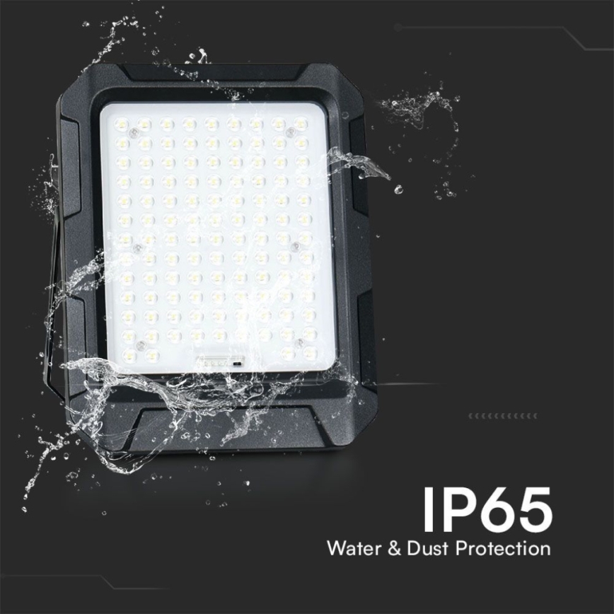 Proiector solar LED/15W/3,7V IP65 4000K 12000 mAh, negru + telecomandă