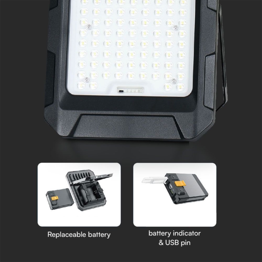 Proiector solar LED/15W/3,7V IP65 4000K 12000 mAh, negru + telecomandă