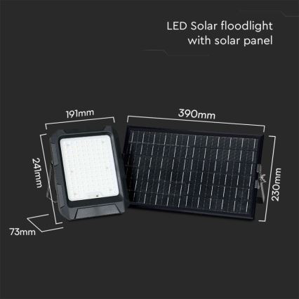 Proiector solar LED/15W/3,7V IP65 4000K 12000 mAh, negru + telecomandă