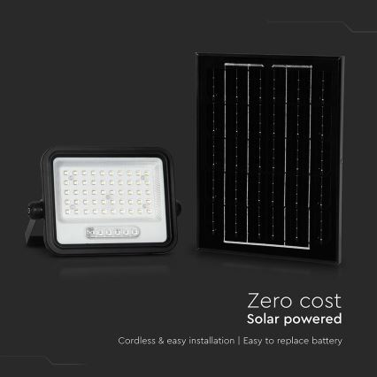 Proiector solar LED reglabil/100W/3,2V 2000-8000K IP65 5000 mAh negru + telecomandă