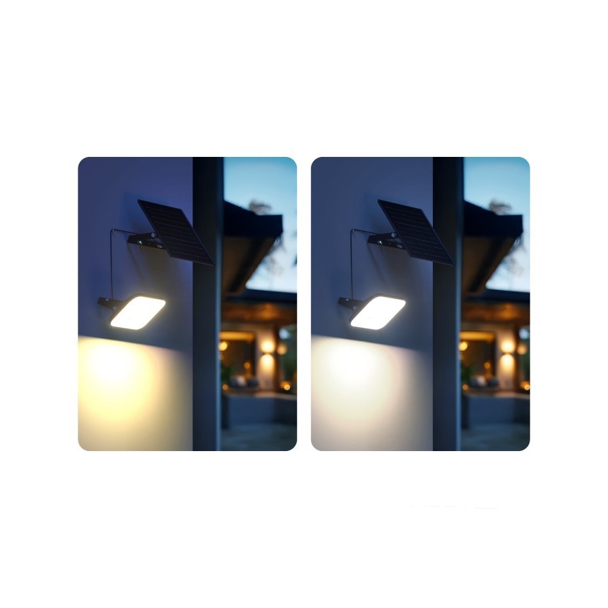 Proiector solar LED reglabil cu senzor LED/10W/3,7V 3000/4000K IP65 3600 mAh + telecomandă