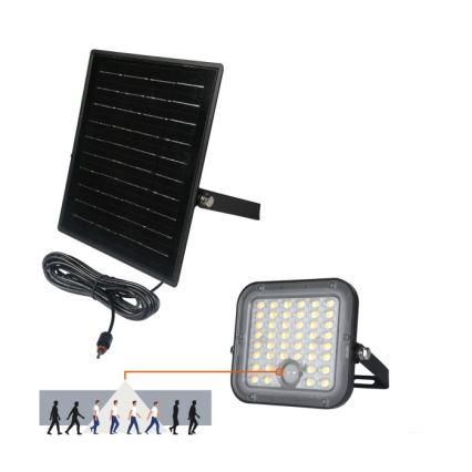 Proiector solar LED reglabil cu senzor LED/10W/3,7V 3000/4000K IP65 3600 mAh + telecomandă