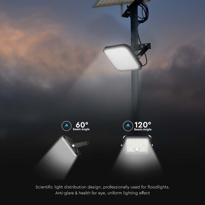 Proiector solar LED cu senzor LED/30W/6,4V 4000K 6000 mAh + telecomandă