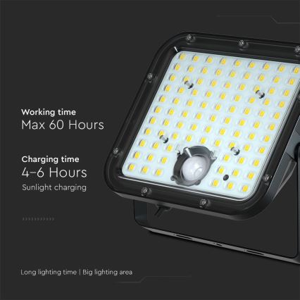 Proiector solar LED cu senzor LED/30W/6,4V 4000K 6000 mAh + telecomandă