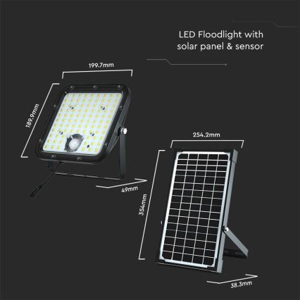 Proiector solar LED cu senzor LED/30W/6,4V 6400K 6000 mAh + telecomandă