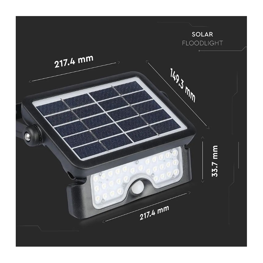 Proiector solar LED cu senzor LED/5W/3,7V IP65 4000K 3000 mAh
