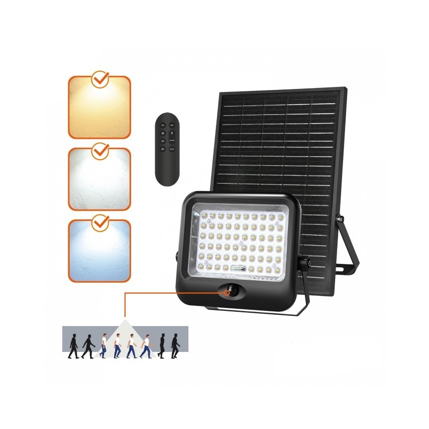 Proiector solar LED cu senzor MHCS LED/20W/3,2V 3000/4000/6500K IP65 10000 mAh + telecomandă