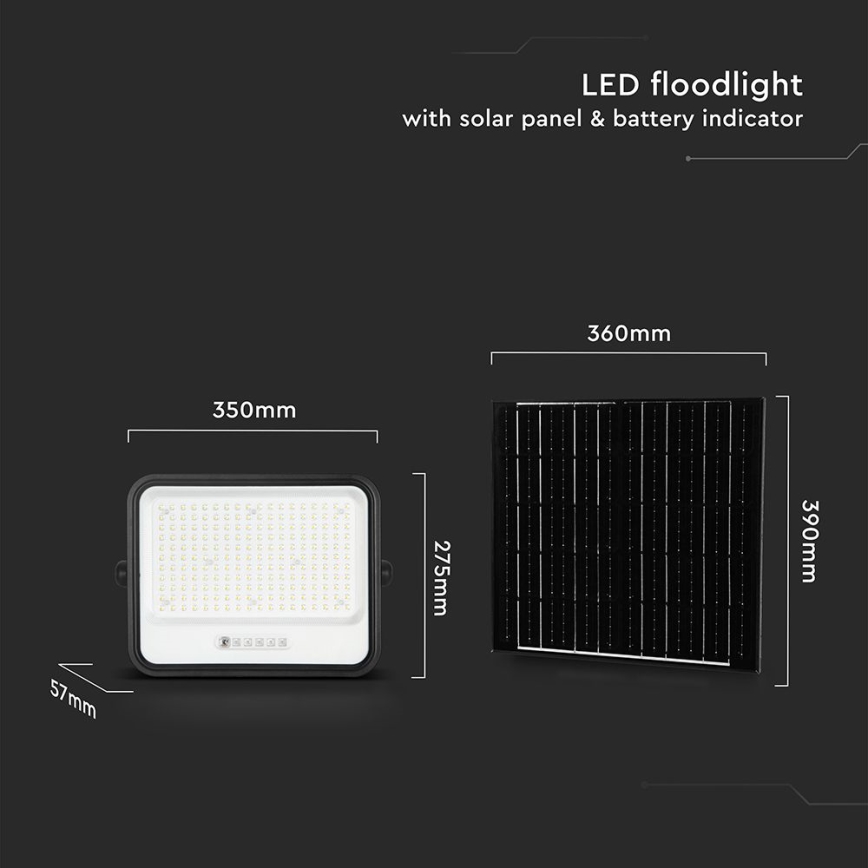 Proiector solar LED reglabil 400W/3,2V 2000-8000K IP65 20000 mAh, negru + telecomandă