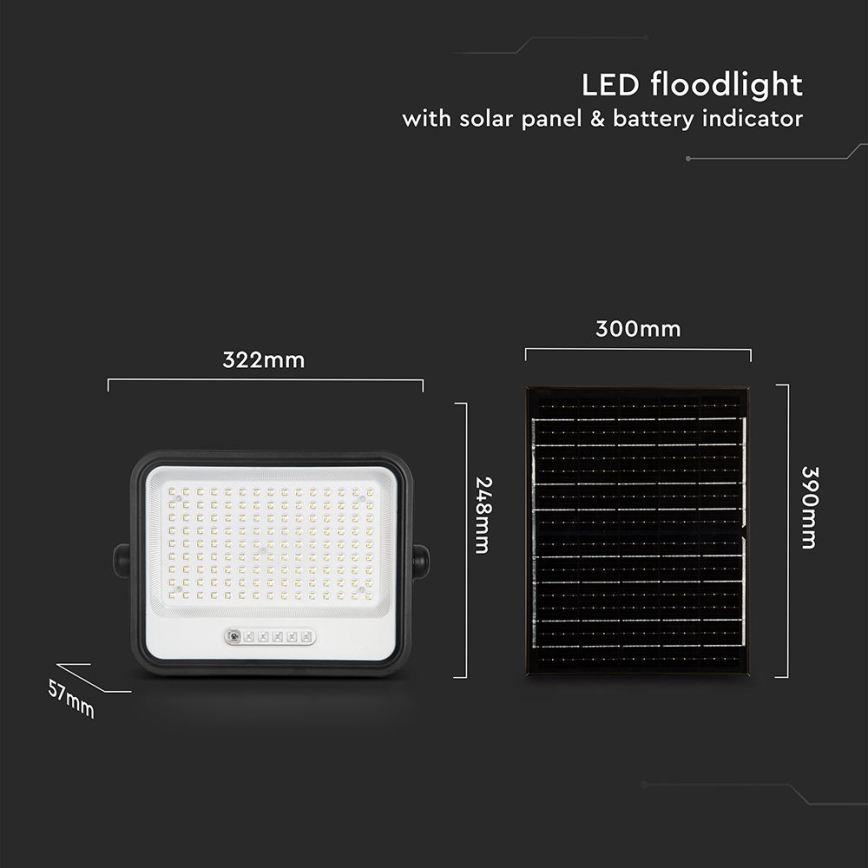 Proiector solar LED reglabil LED/300W/3,2V 2000-8000K IP65 15000 mAh negru + telecomandă