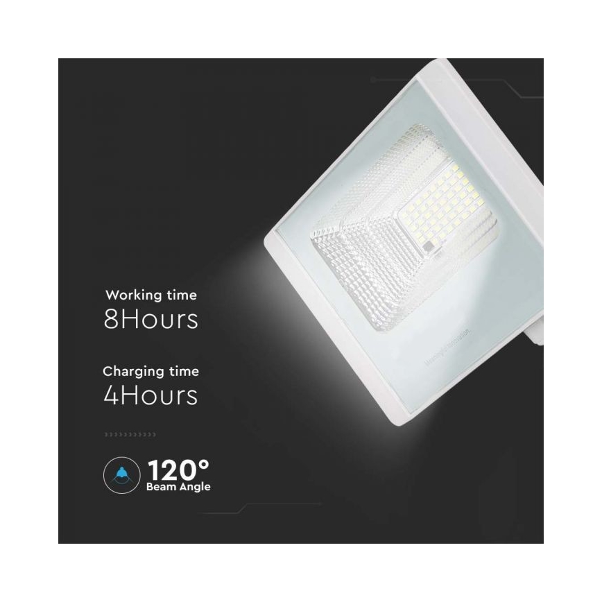 Proiector solar LED exterior LED/12W/3,2V IP65 6400K 20000 mAh + telecomandă