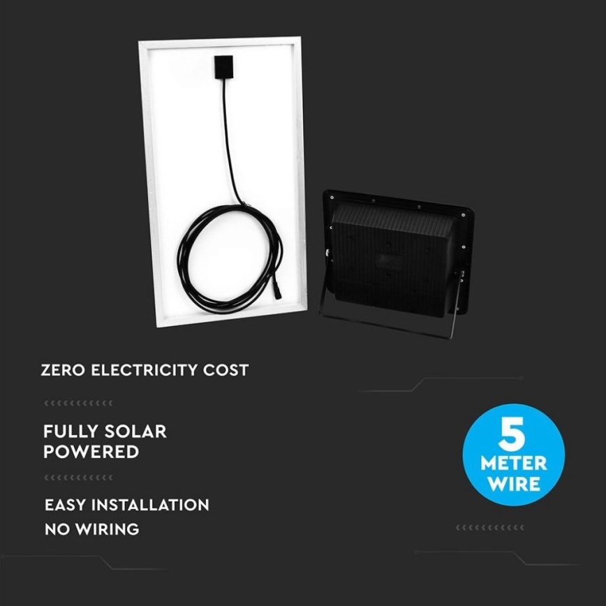 Proiector solar LED exterior LED/40W/10V IP65 6000K 20000 mAh + telecomandă