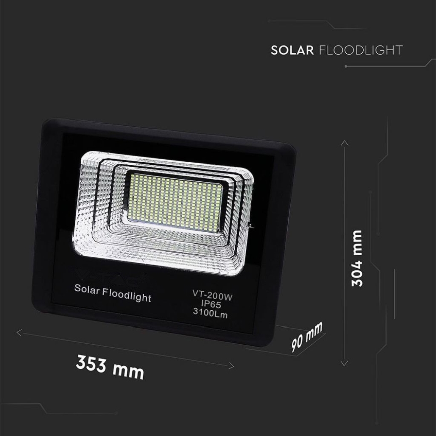 Proiector solar LED exterior LED/40W/10V IP65 6000K 20000 mAh + telecomandă