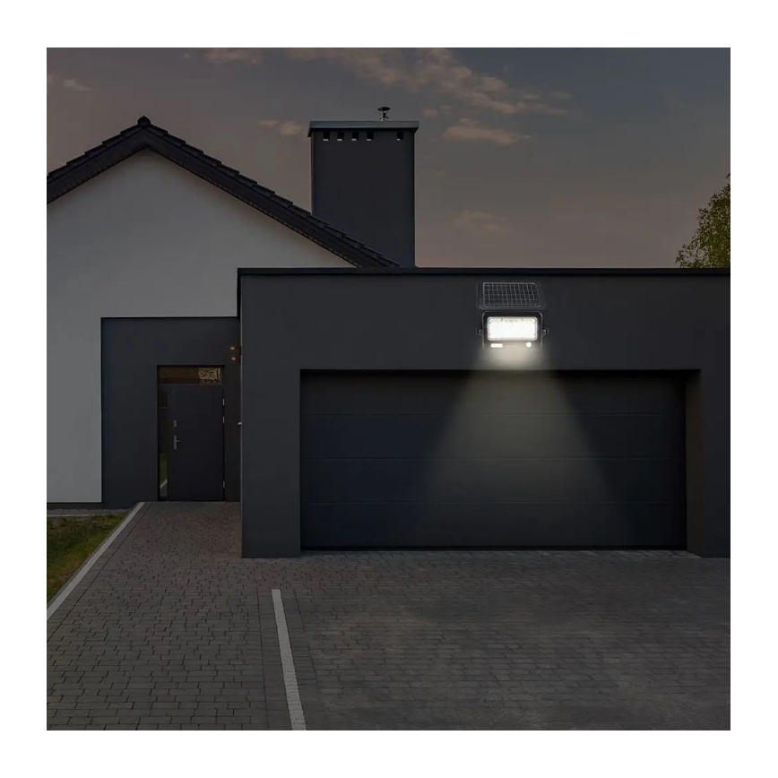 Proiector solar LED reglabil cu senzor LED/10W/3,7V 4000K IP65 7200 mAh + port USB