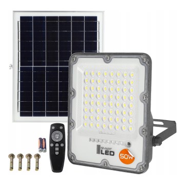 Proiector solar LED reglabil/50W/3,2V 5000K 6000 mAh IP65 negru + telecomandă