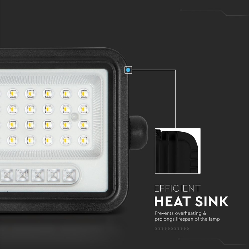 Proiector solar LED cu reglaj al intensității, 50 W, 3,2 V, 2000–8000 K, IP65, acumulator 3800 mAh, negru, cu telecomandă