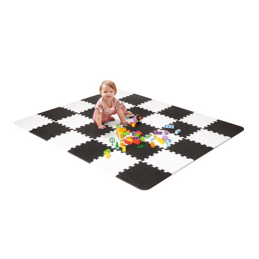 Puzzle din spumă LUNO 30 buc. negru/alb KINDERKRAFT