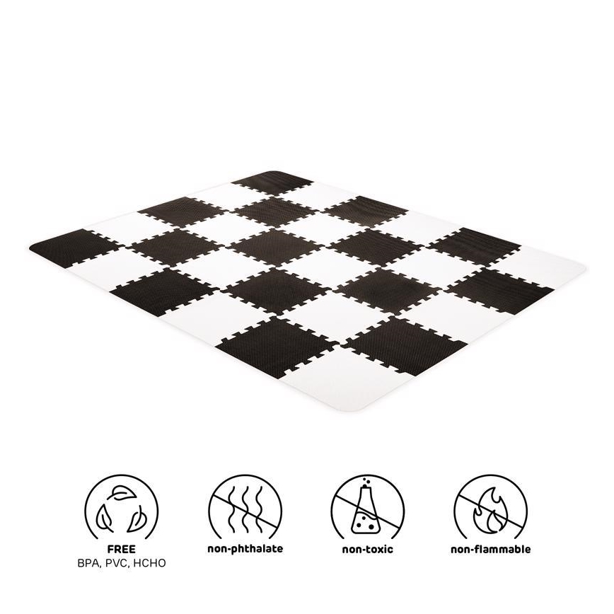 Puzzle din spumă LUNO 30 buc. negru/alb KINDERKRAFT