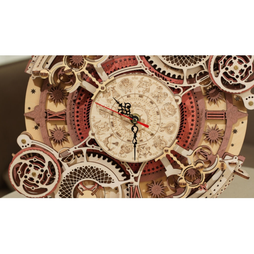Puzzle mecanic 3D din lemn, ceas cu calendar RoboTime