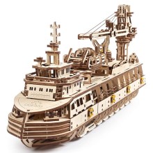 Puzzle mecanic 3D din lemn, navă de cercetare Ugears