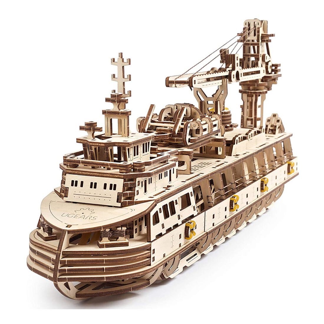 Puzzle mecanic 3D din lemn, navă de cercetare Ugears | Luminam
