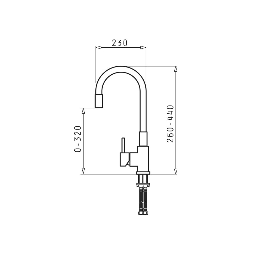 Pyramis 90919638 - Baterie pentru chiuvetă cu braț flexibil FLESSI negru