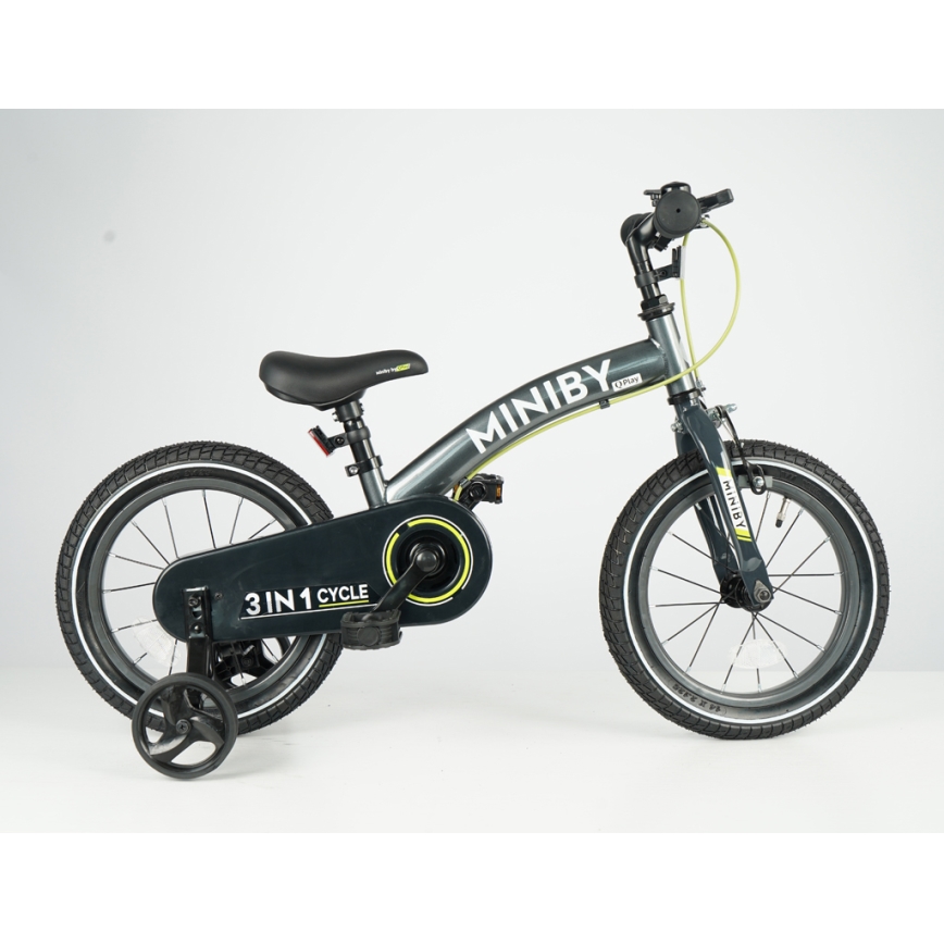 QPlay - Bicicletă pentru copii 14 MINIBY 3în1 gri