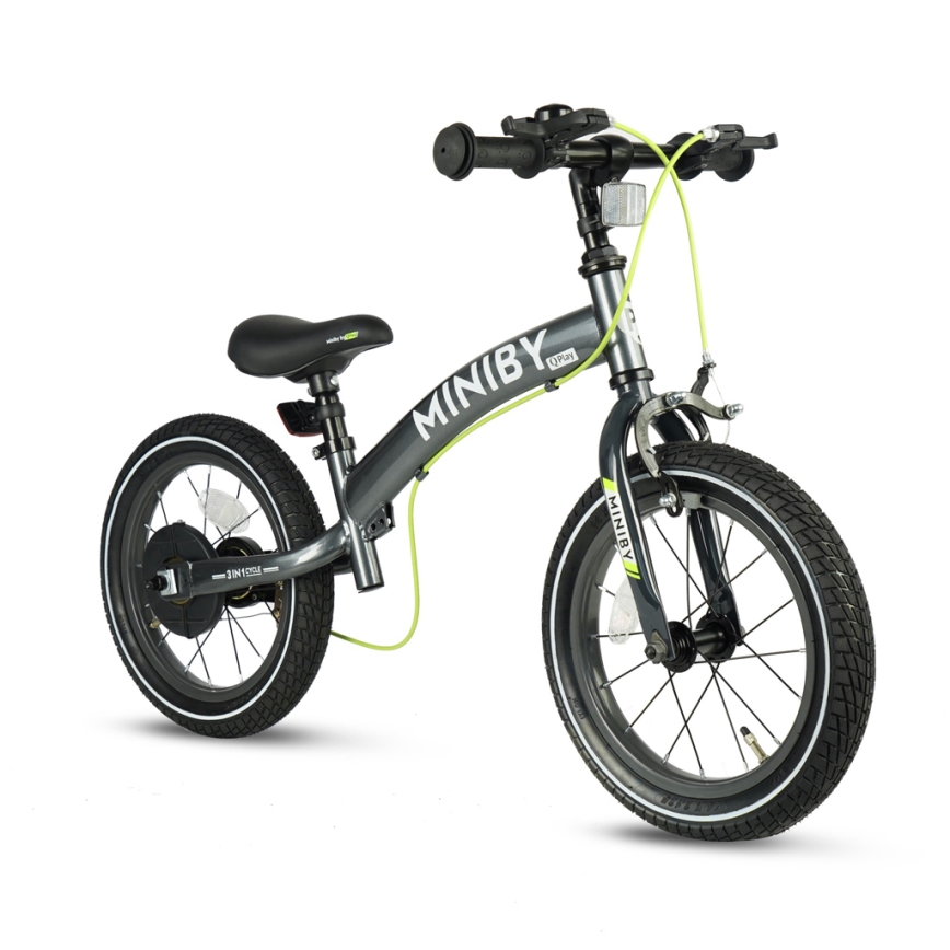 QPlay - Bicicletă pentru copii 14 MINIBY 3în1 gri
