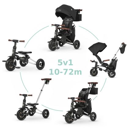 QPlay - Tricicletă multifuncțională NOVA DELUXE 5-în-1 pentru copii, neagră