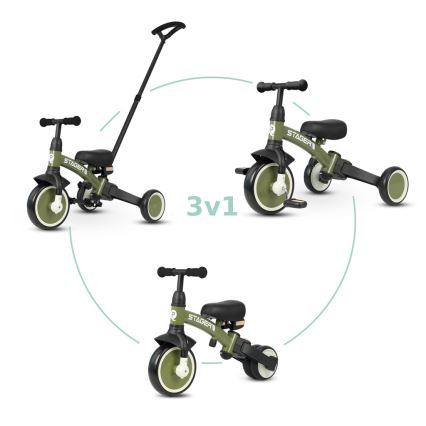QPlay - Tricicletă pentru copii STAGER 3 în 1, verde