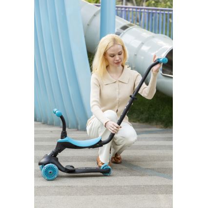 QPlay - Trotinetă pentru copii SEMA EVO 5 în 1 cu roți LED, albastru