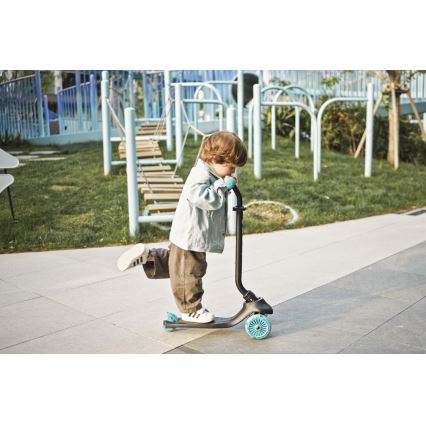 QPlay - Trotinetă pentru copii SEMA EVO 5 în 1 cu roți LED, albastru