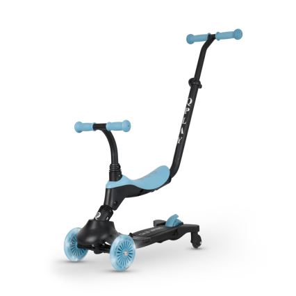 QPlay - Trotinetă pentru copii SEMA EVO 5 în 1 cu roți LED, albastru