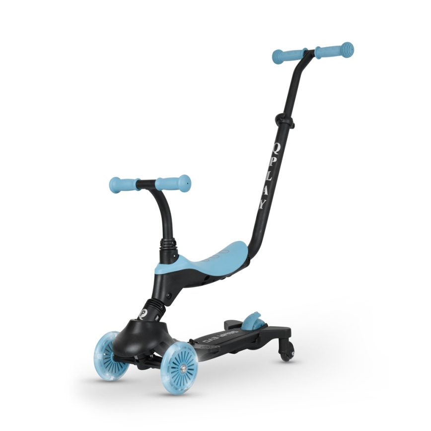 QPlay - Trotinetă pentru copii SEMA EVO 5 în 1 cu roți LED, albastru