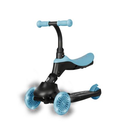 QPlay - Trotinetă pentru copii SEMA EVO 5 în 1 cu roți LED, albastru